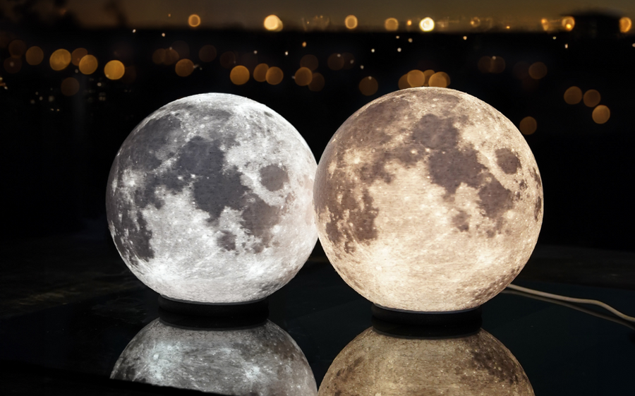 Lámpara Luna en 3D con Cráteres Reales