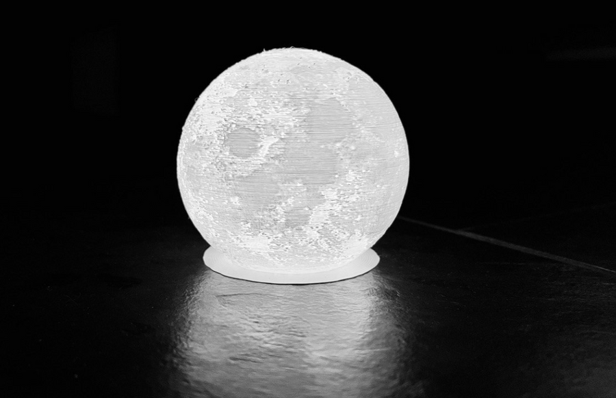 Lámpara Luna en 3D con Cráteres Reales