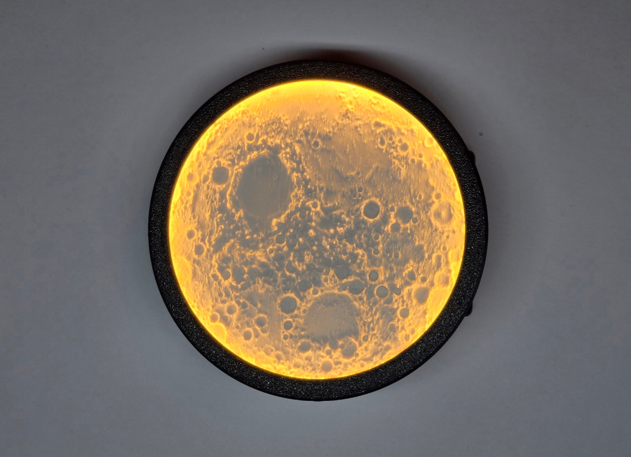 Lámpara Luna en 3D con Cráteres Reales