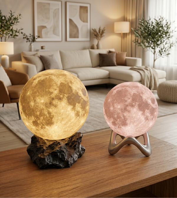 Lámpara Luna en 3D con Cráteres Reales